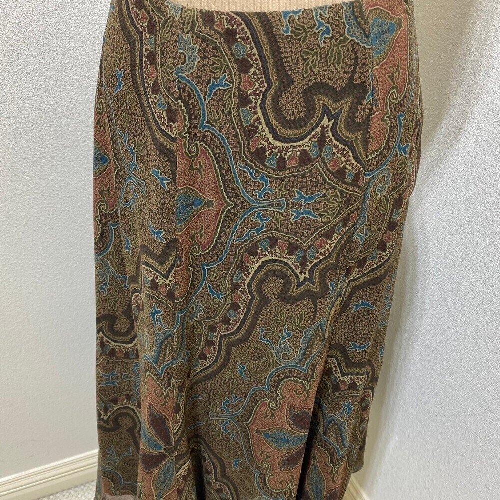Lauren Ralph Lauren 100% Silk Vintage Paisley Print Skirt Size 22W - Picture 4 of 7